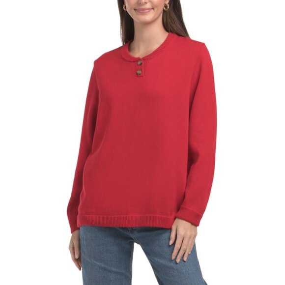 WISHLIST Red Henley Sweater - Picture 1 of 2